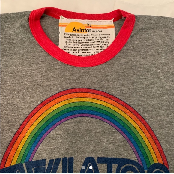 Aviator Nation Rainbow 🌈 Ringer Tee Shirt - Picture 2 of 5
